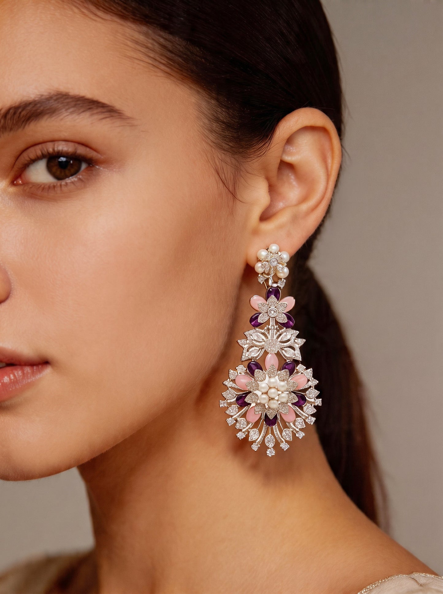 Violet Pink Statement Earrings
