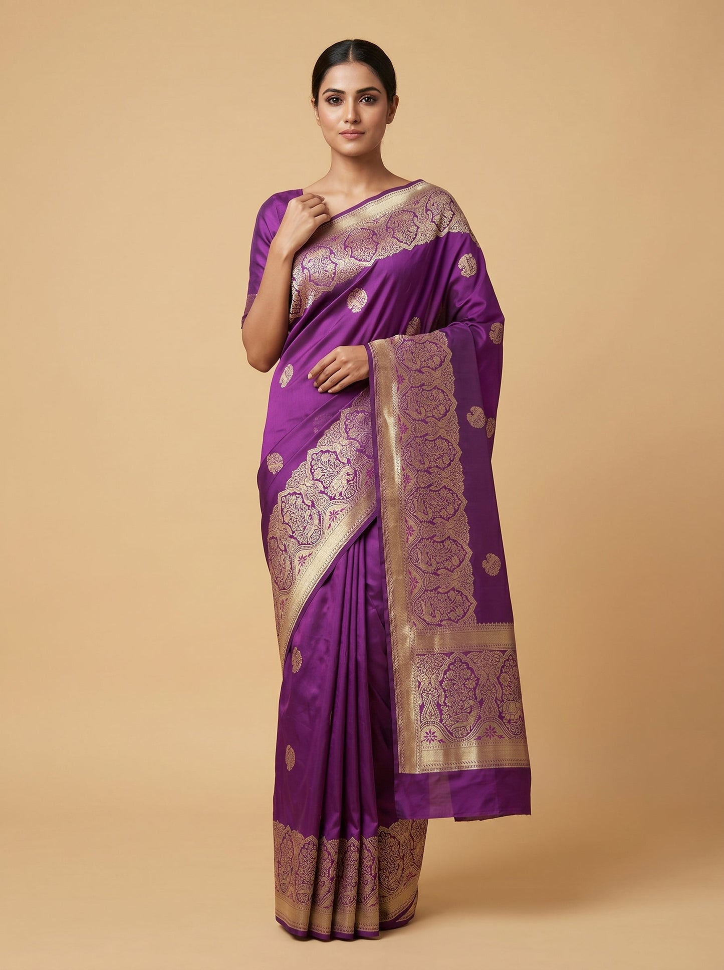 Violet Regal Embroidered Saree