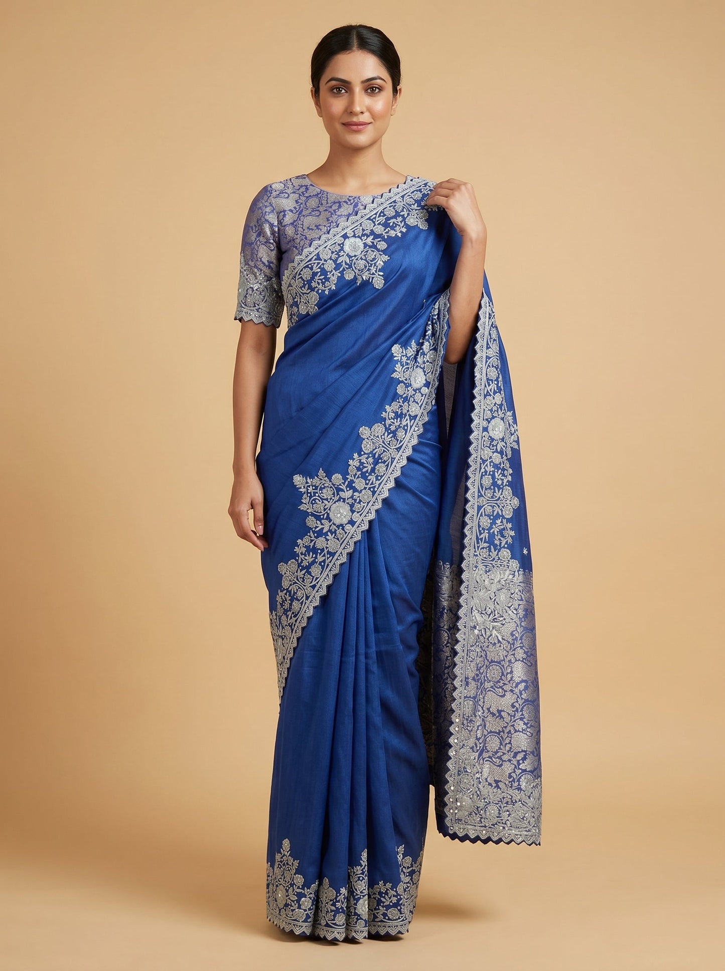 Violet Rich Embroidered Saree