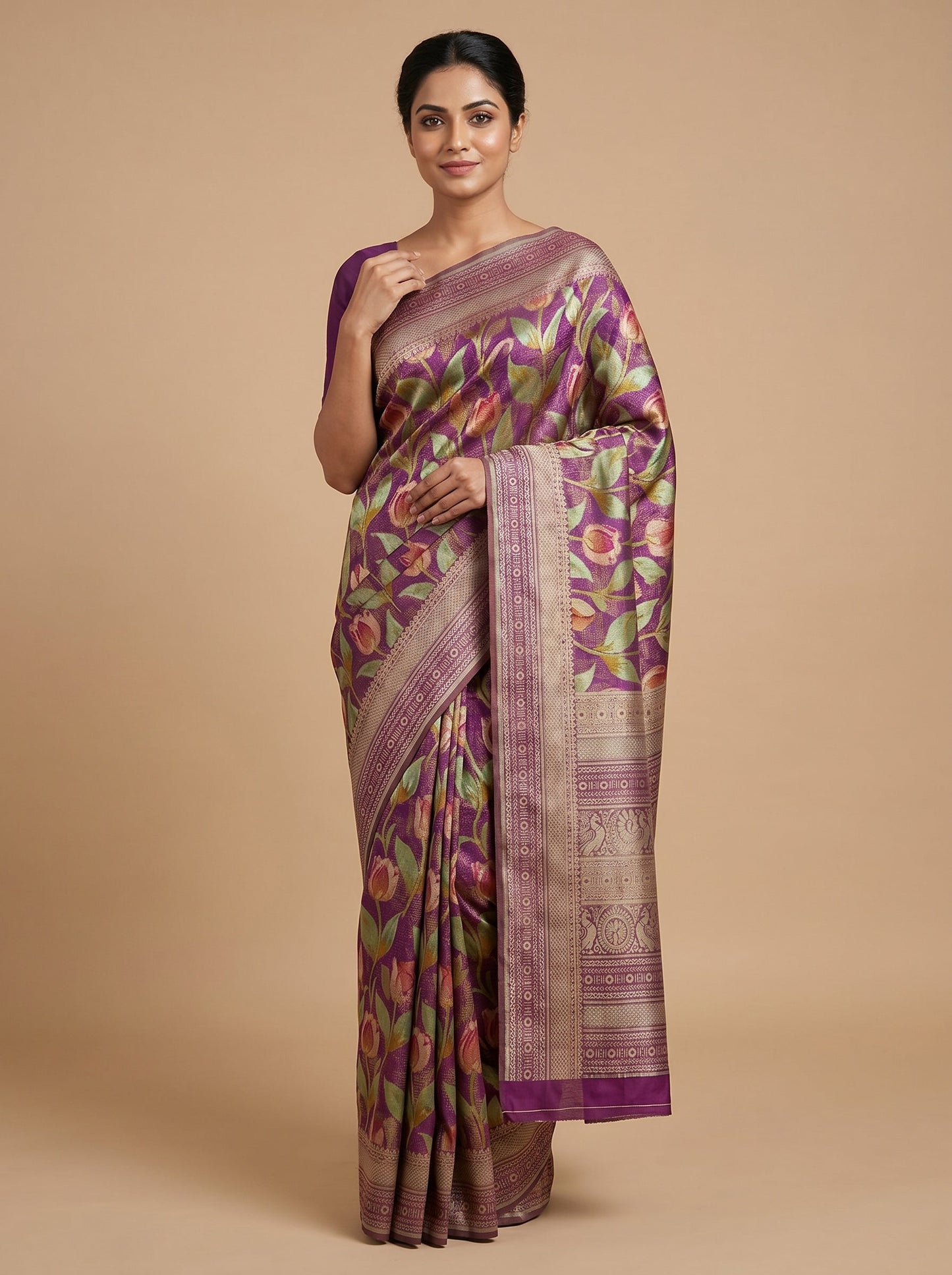 Vivid Magenta Flash Handloom Saree