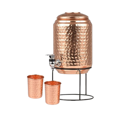 Not Available Copper Water Dispenser with 2 Glass and Stand