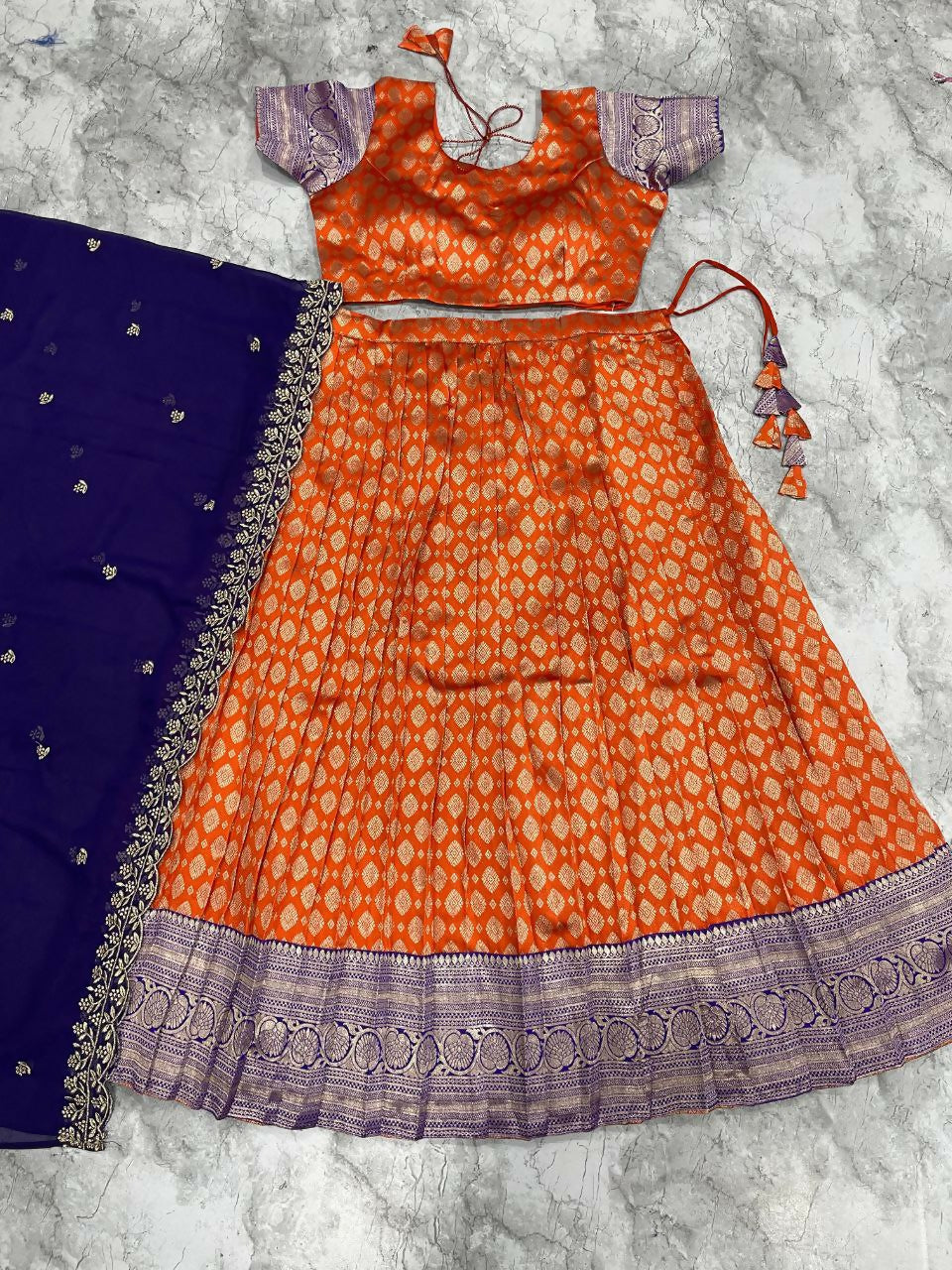 Teeya Creation New Womens Latest Embroidered Designer Lehenga Choli Set - Orange