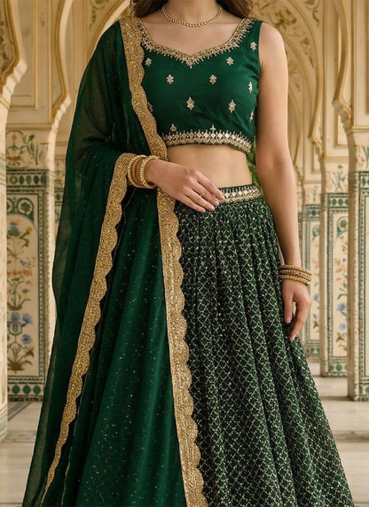 Lehenga Mart Green Premium Faux Georgette Designer Bollywood Style Wedding Wear Lehenga Choli
