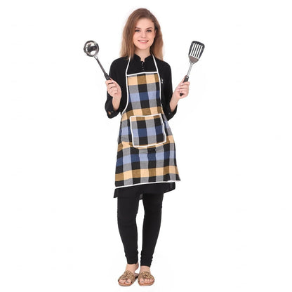 Glun Waterproof Cotton Kitchen Apron With Front Pocket-Multicolour (Pack of 2)