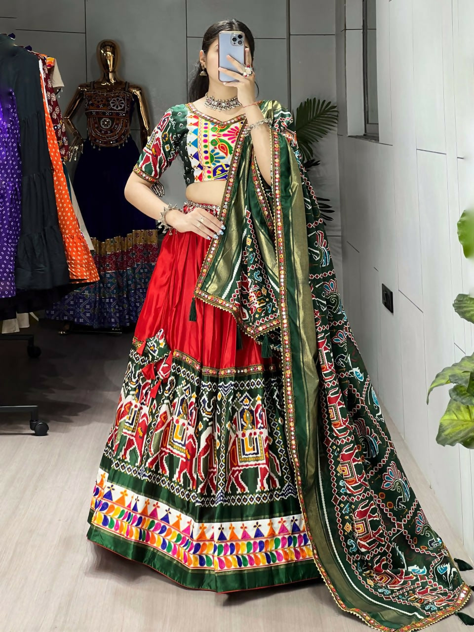 Yash Enterprise Multicolor Dhola Silk Embroidery Semi Stitched Navratri Chaniya Choli
