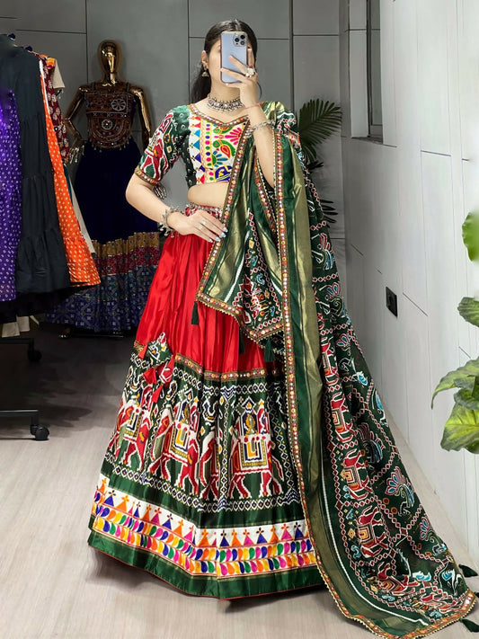 Yash Enterprise Multicolor Dhola Silk Embroidery Semi Stitched Navratri Chaniya Choli