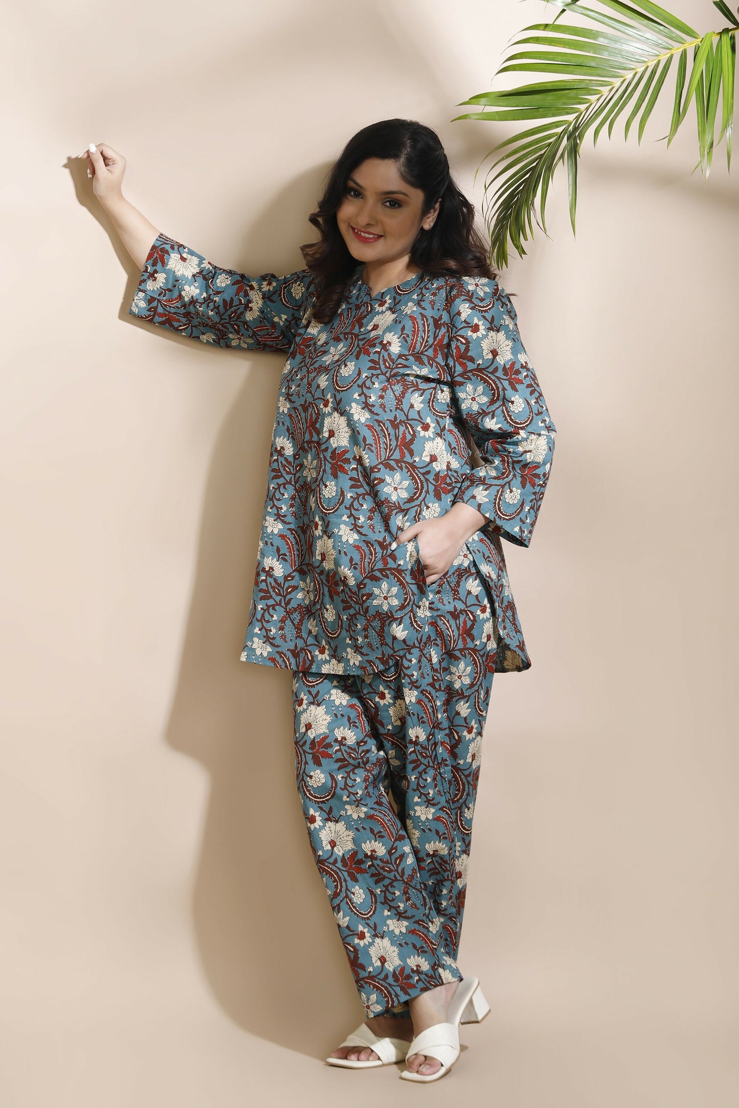 Breathables Blue Kalamkari Kurta & Pant Cotton Co-Ord Set
