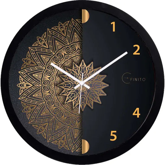 Efinito Analog 33 cm X 33 cm Wall Clock  (Black, With Glass, Standard)