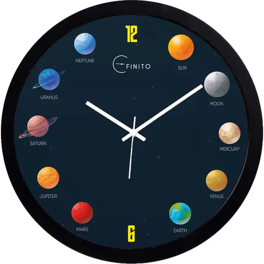 Efinito Analog 34 cm X 34 cm Wall Clock  (Black, With Glass, Standard)