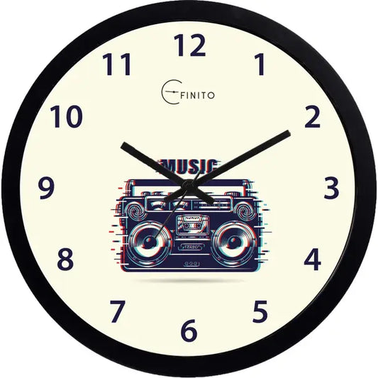 Efinito Analog 33 cm X 33 cm Wall Clock  (Black, With Glass, Standard)