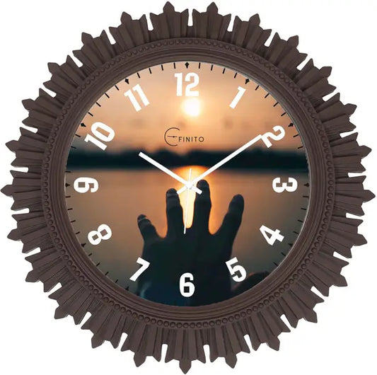 Efinito Analog 46 cm X 46 cm Wall Clock  (Brown, With Glass, Standard)