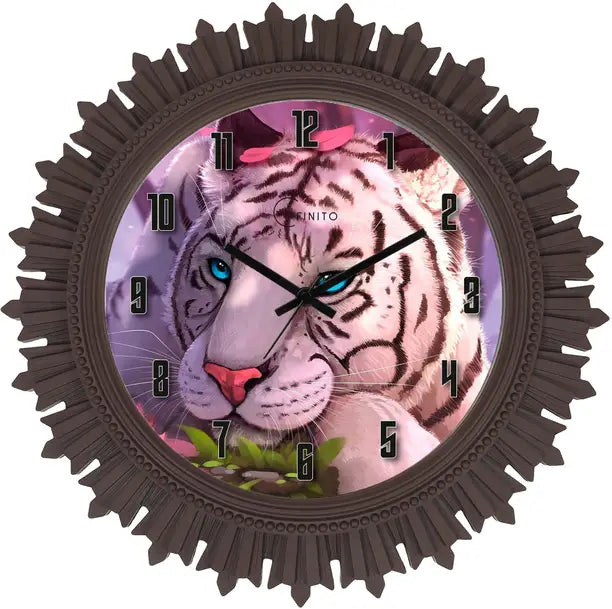 Efinito Analog 46 cm X 46 cm Wall Clock  (Brown, With Glass, Standard)