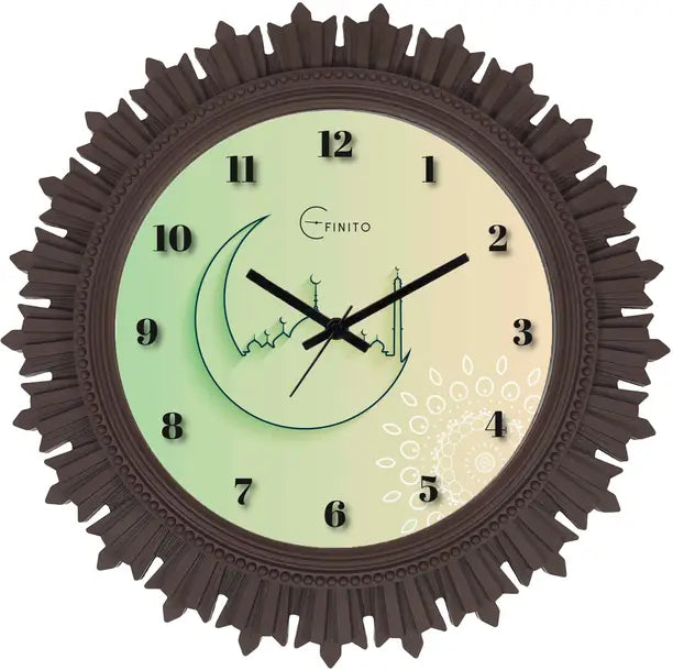 Efinito Analog 46 cm X 46 cm Wall Clock  (Brown, With Glass, Standard)