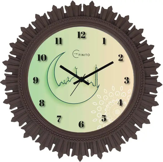 Efinito Analog 46 cm X 46 cm Wall Clock  (Brown, With Glass, Standard)