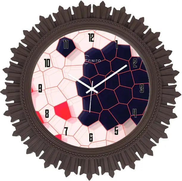 Efinito Analog 44 cm X 44 cm Wall Clock  (Brown, With Glass, Standard)