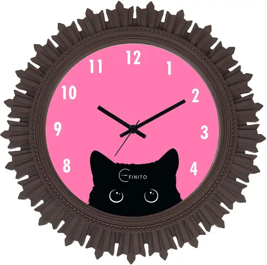 Efinito Analog 46 cm X 46 cm Wall Clock  (Brown, With Glass, Standard)