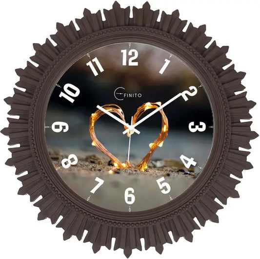 Efinito Analog 44 cm X 44 cm Wall Clock  (Brown, With Glass, Standard)