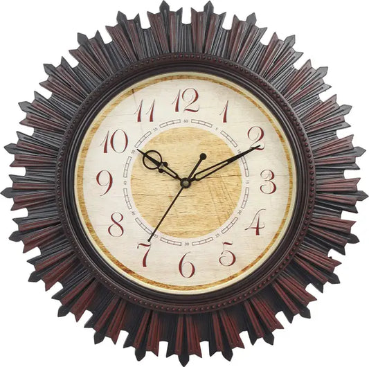 Efinito Analog 46 cm X 46 cm Wall Clock  (Brown, With Glass, Standard)