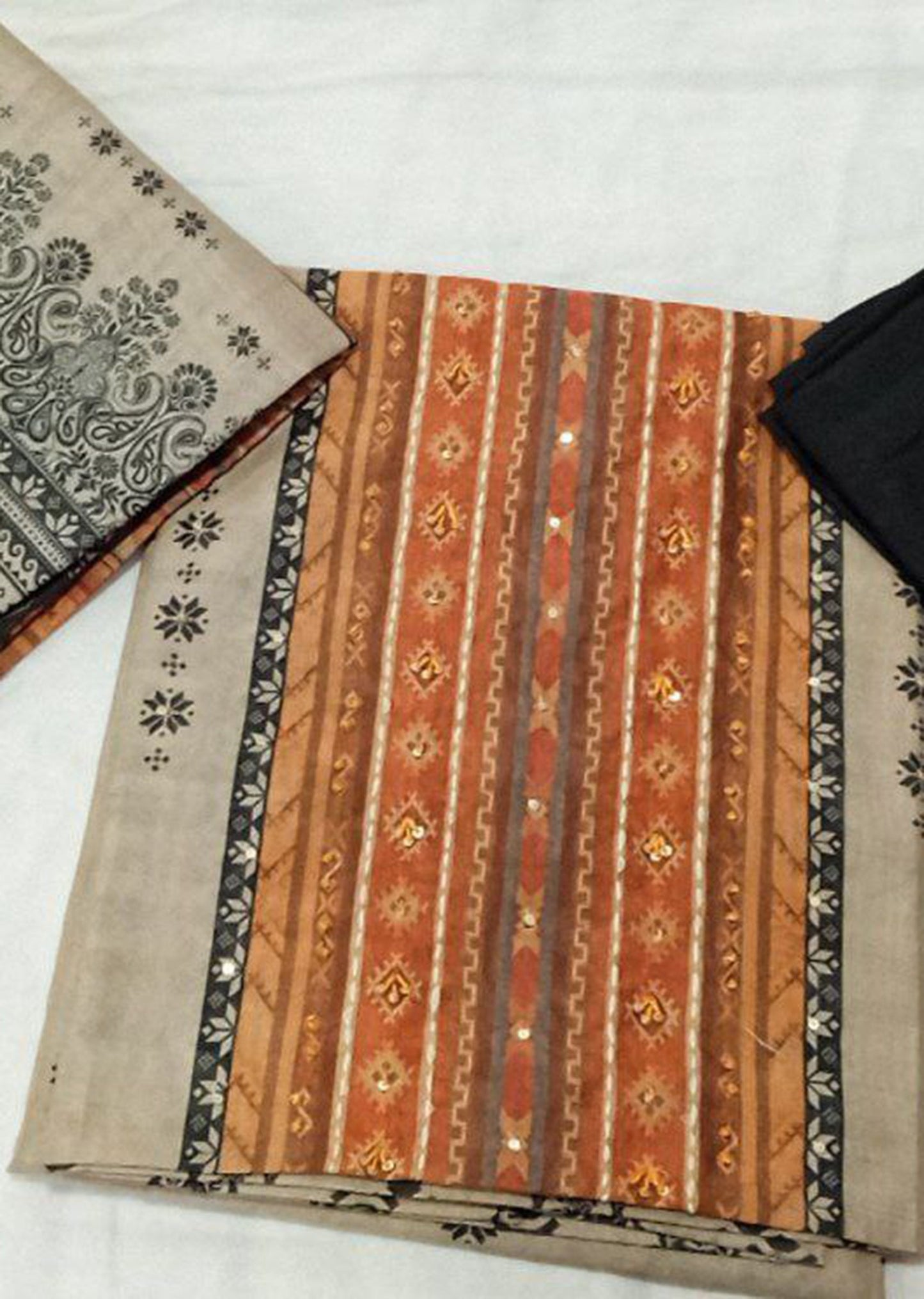 Warm Beige Printed Dress Material