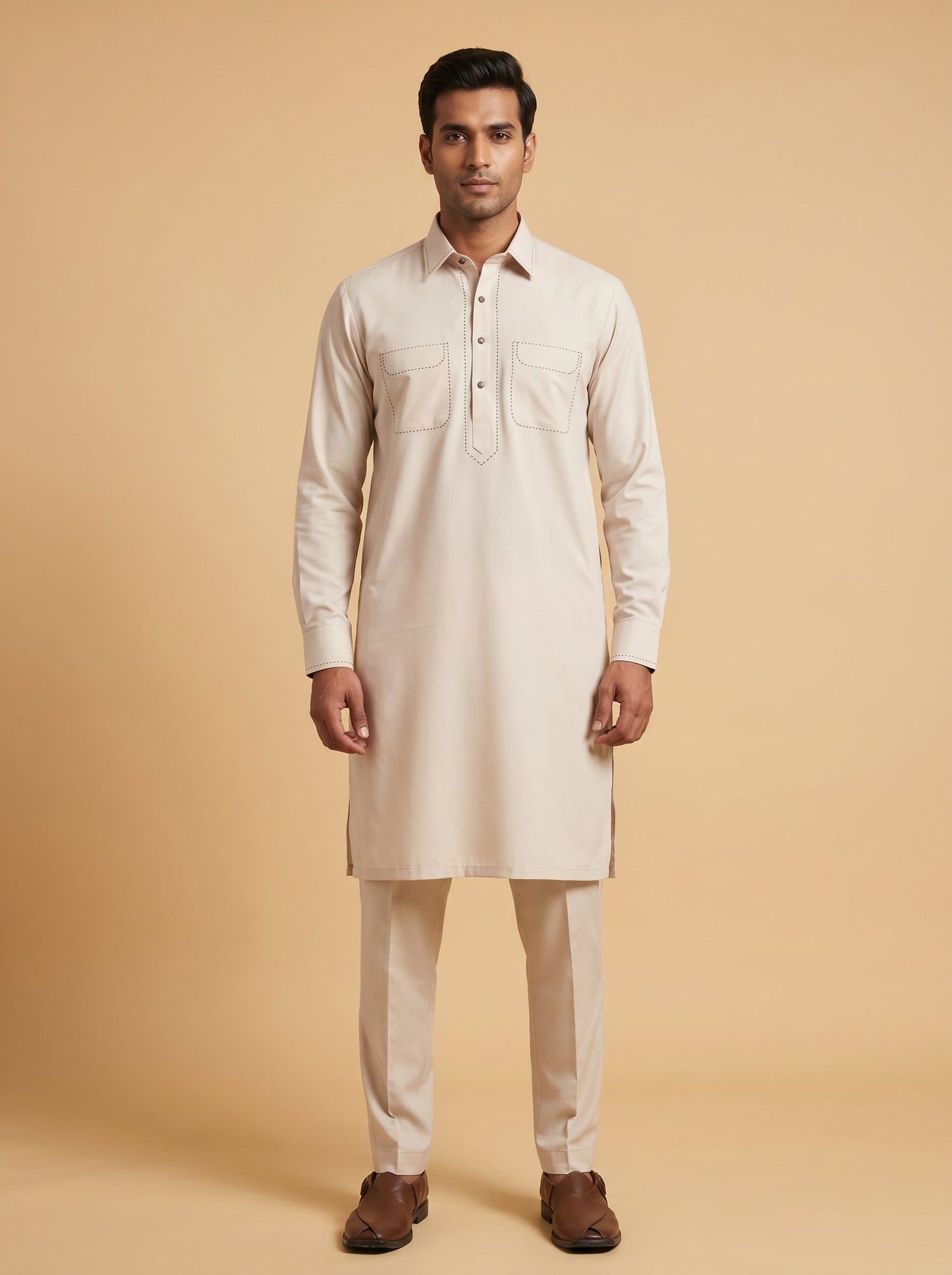 Warm Beige Relaxed Kurta Set