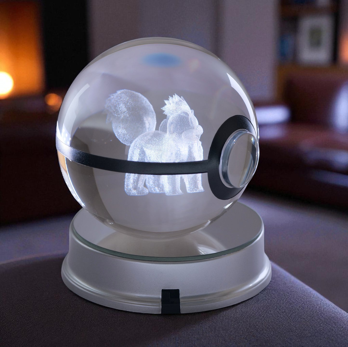 Pokémon Growlithe Crystal Poké Ball 3D Laser Engraved Figurine | Color Changing LED Night Lamp |PVC| Collectible by ShoppingNest
