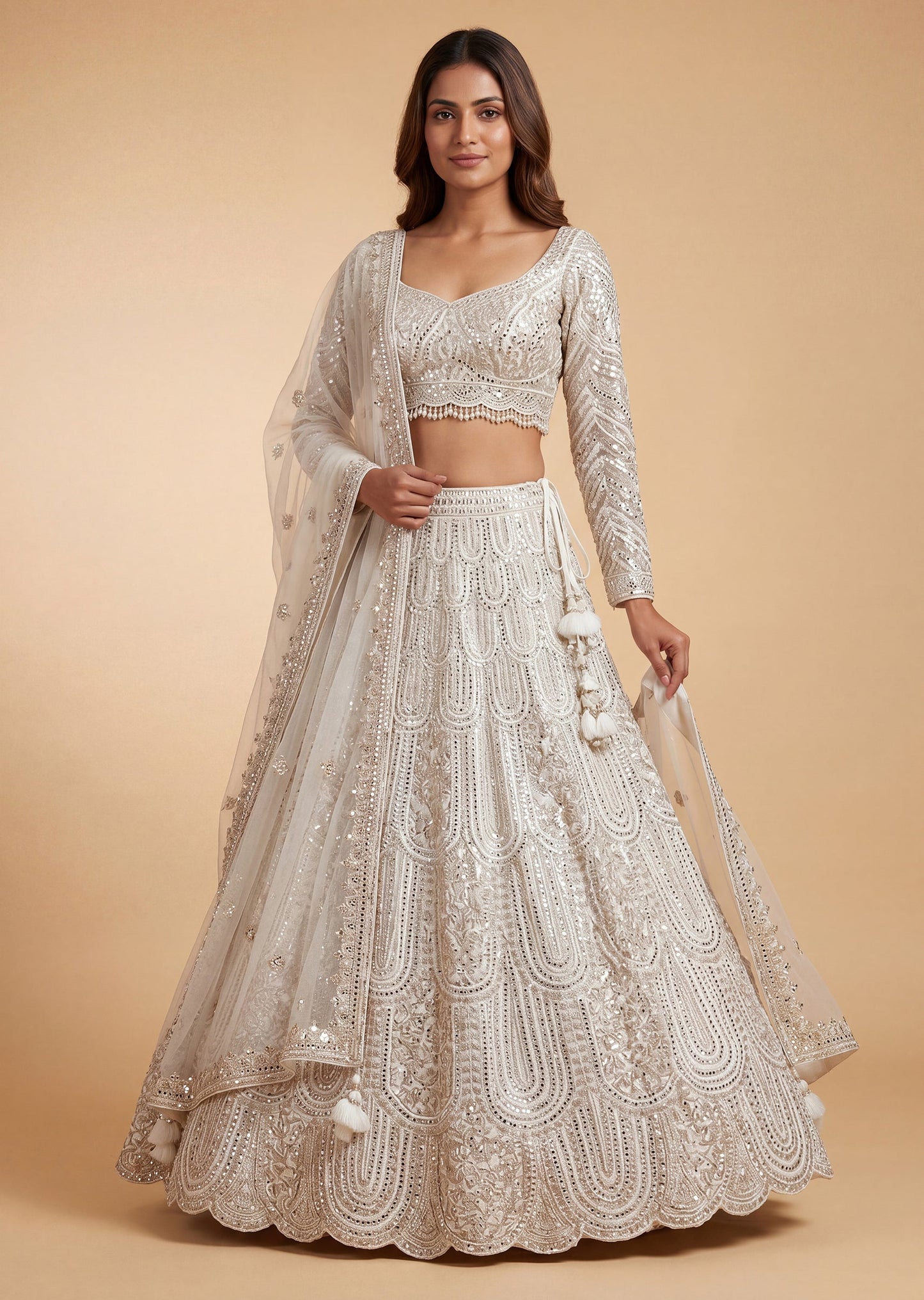 White Bridal Heritage Intricate Lehenga