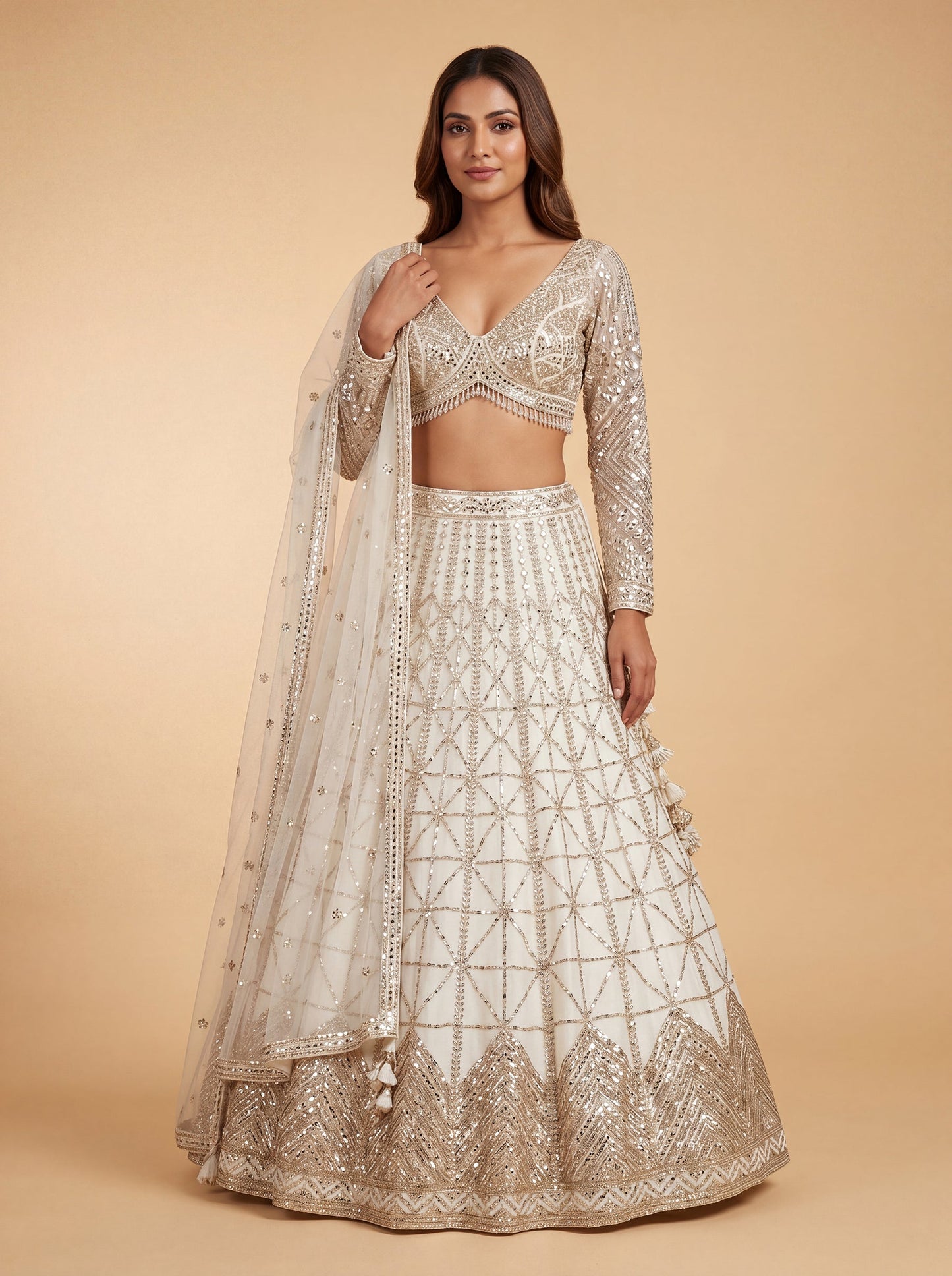 White Bridal Heritage Regal Lehenga