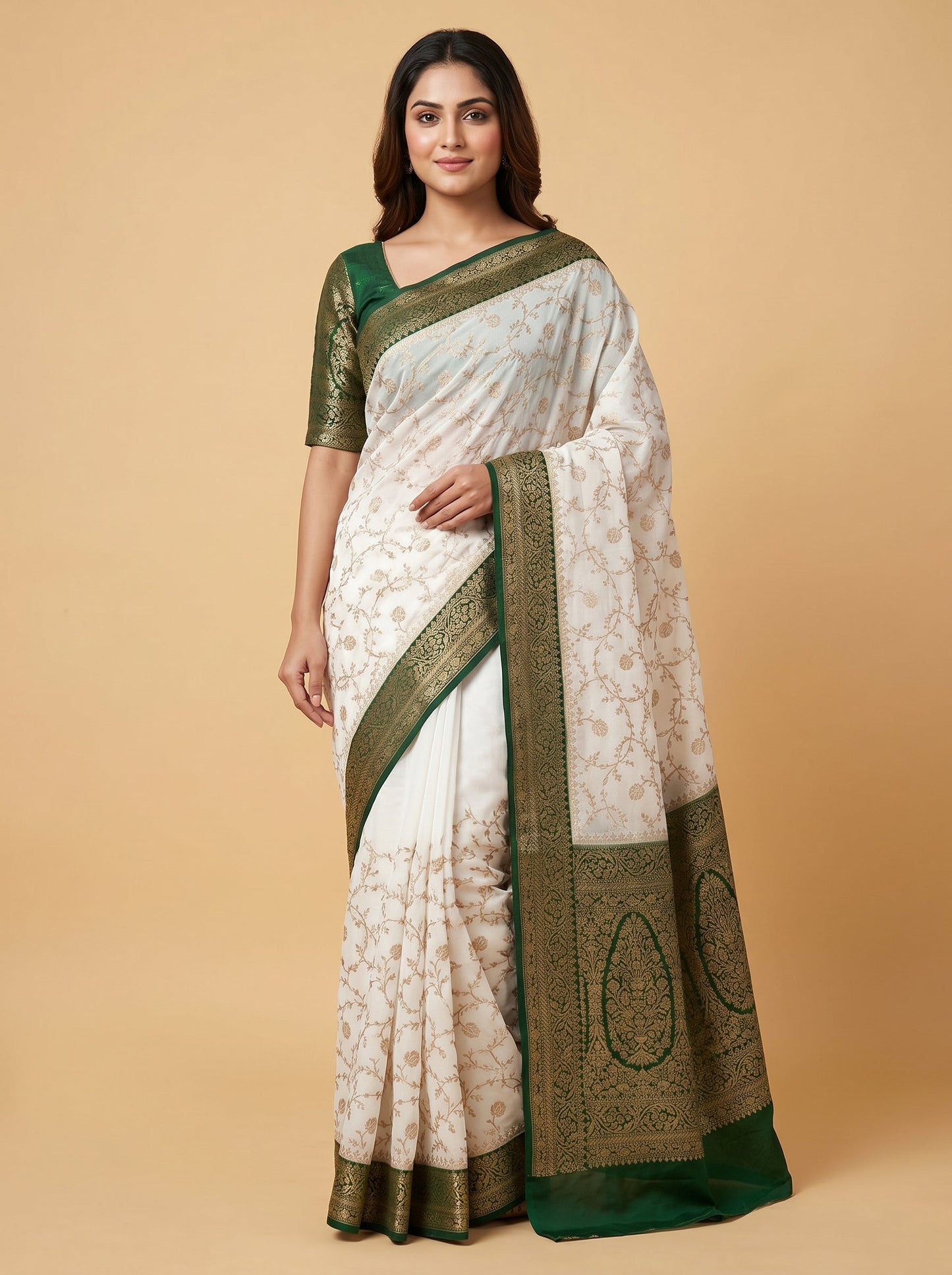 White Clean Detailing Embroidered Saree