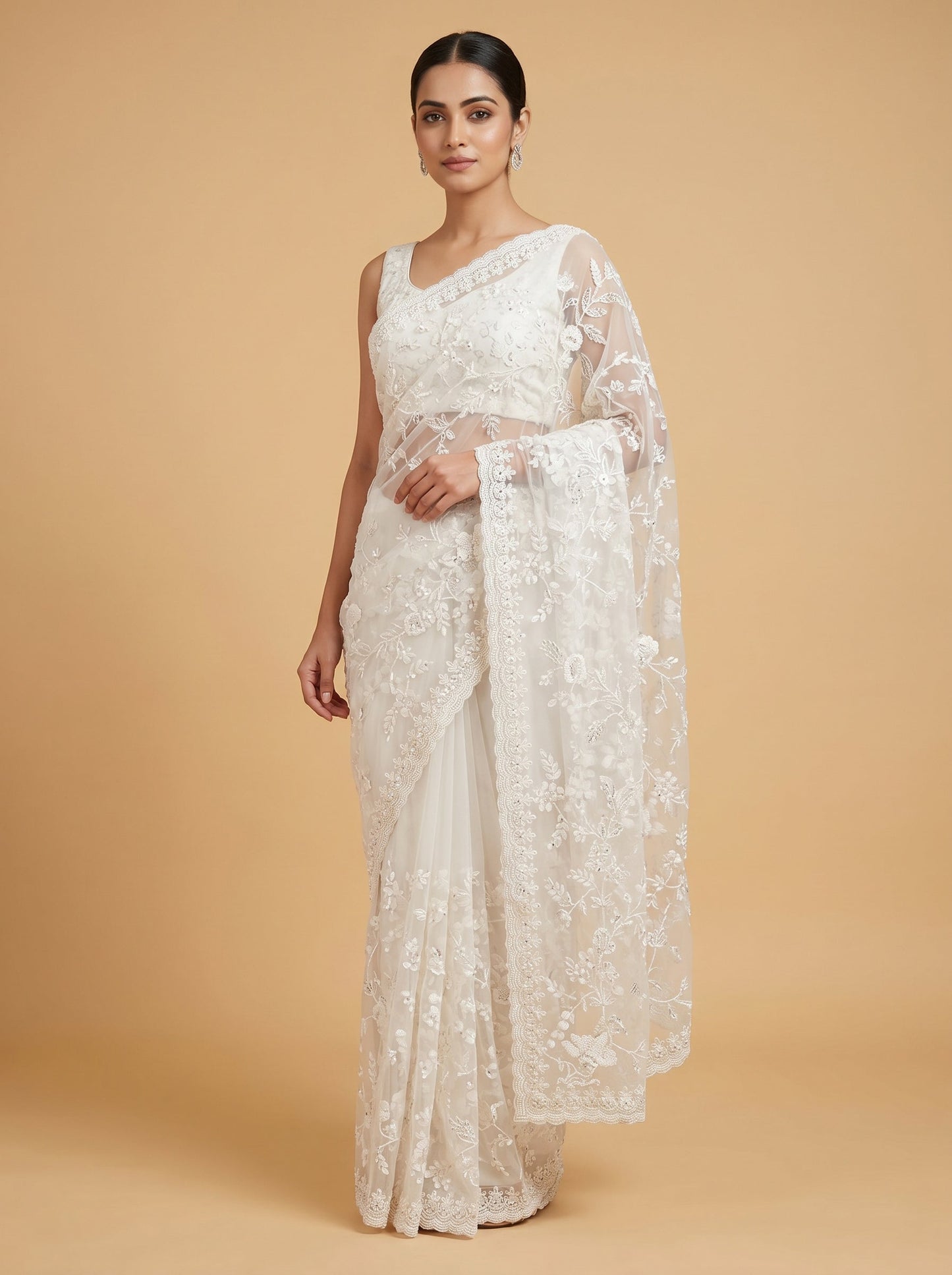 White Clean Tone Handloom Saree