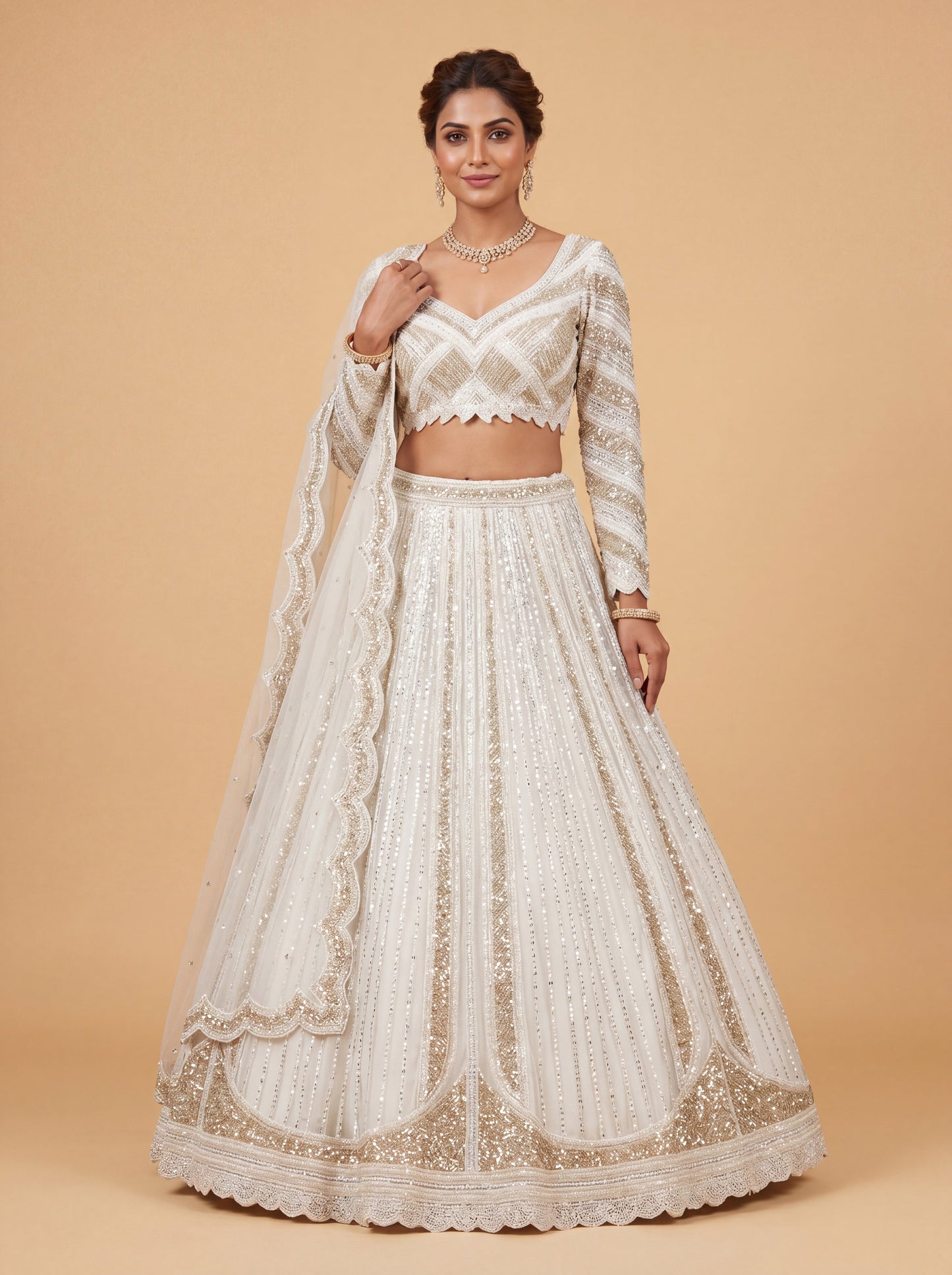 White Contemporary Bridal Lehenga