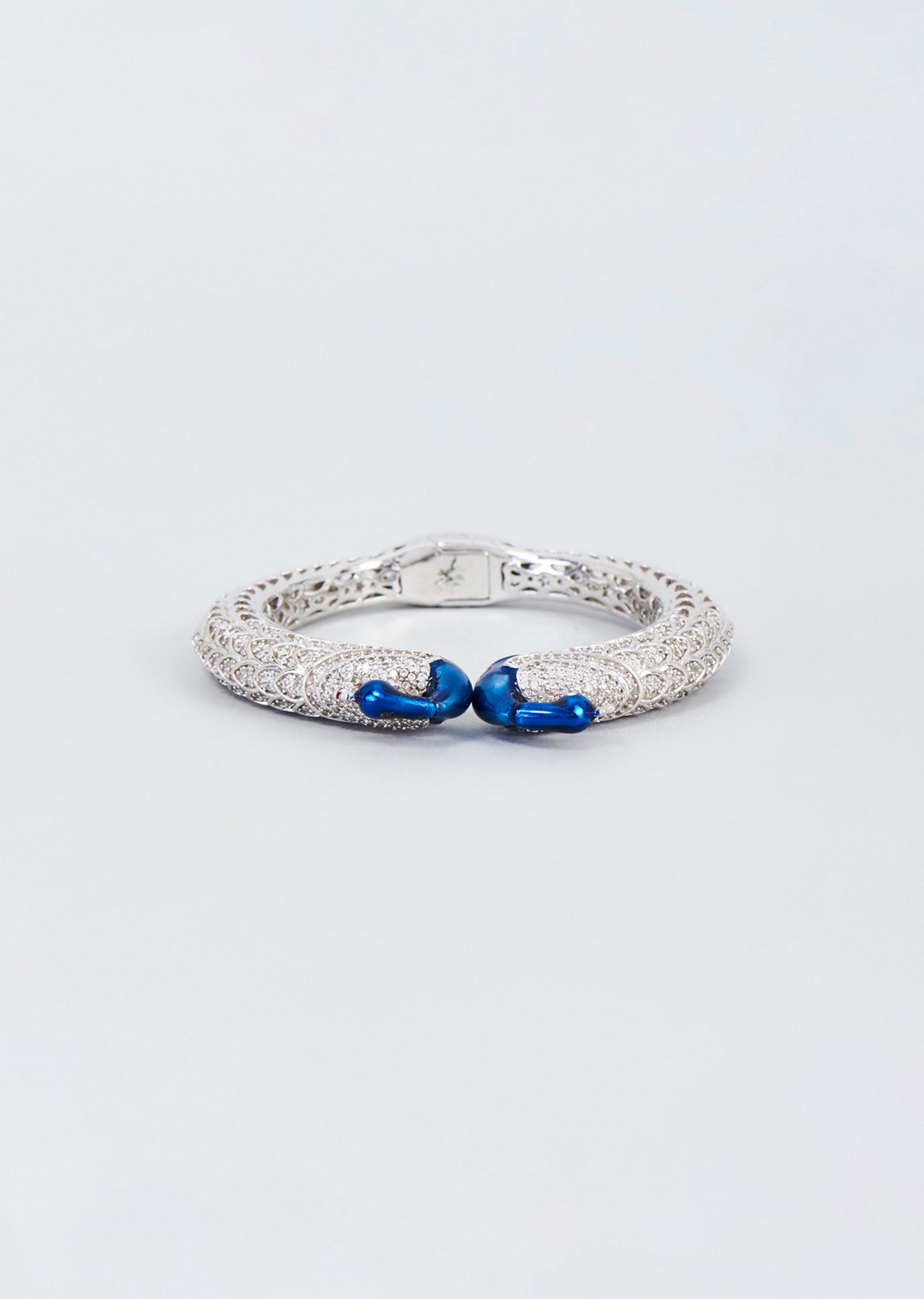 White Finish Blue And White Zircon Peacock Bangl e