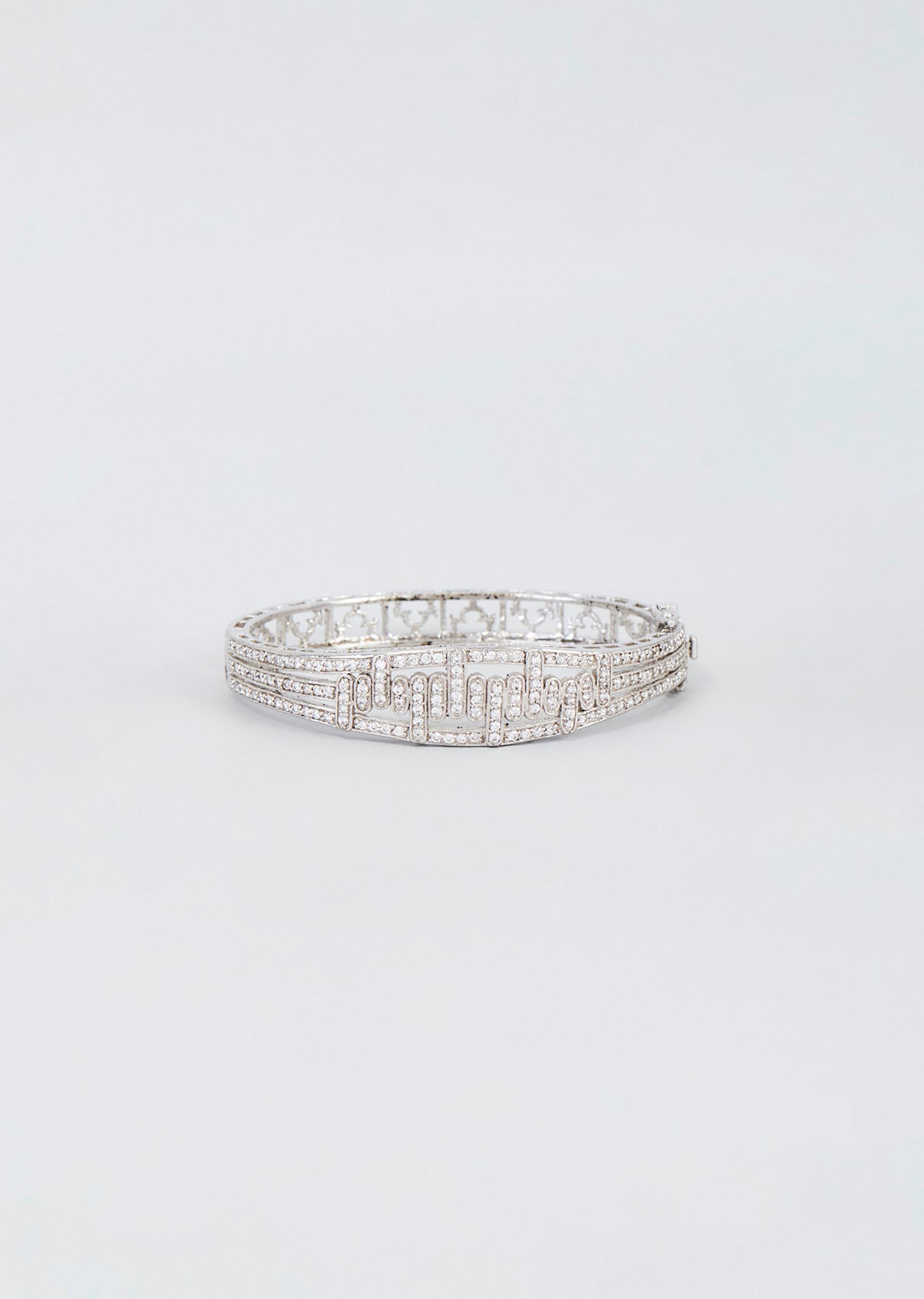 White Finish Silver Zircon Bracelet