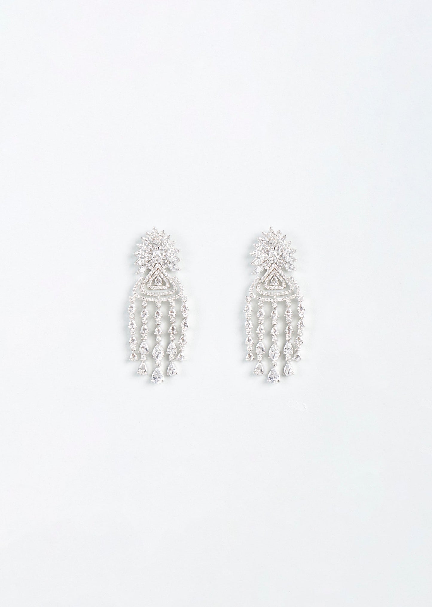 White Finish Brilliant Zircon Drop Earrings