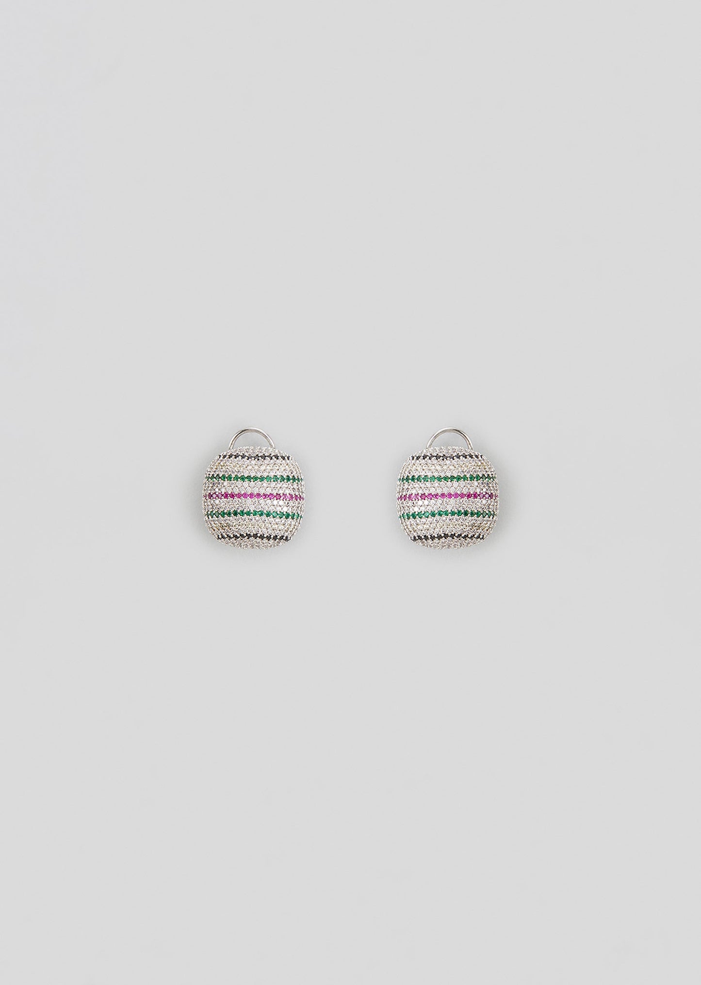 White Finish Zircon Stud Earrings
