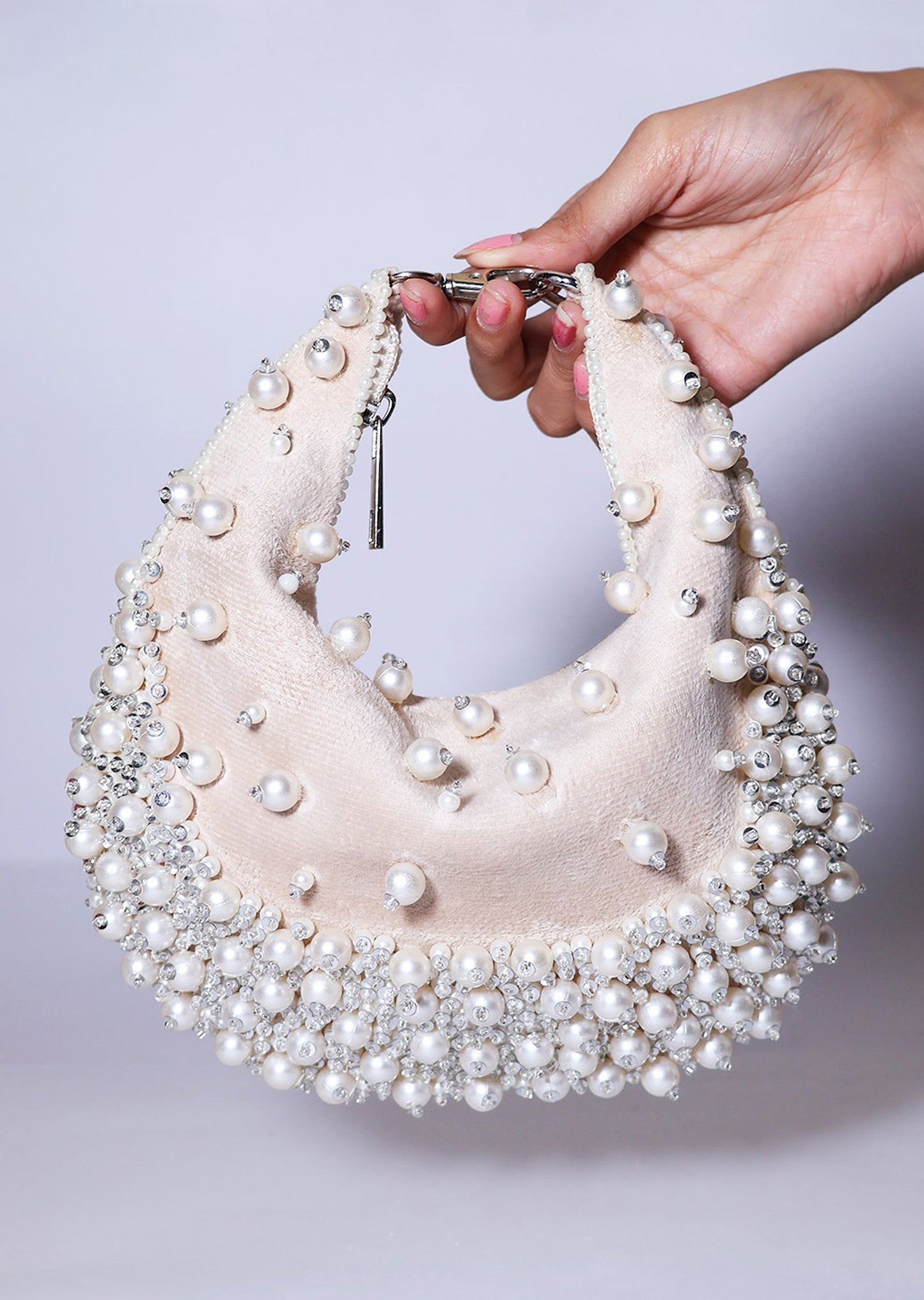 White Pearl Beaded Clutch