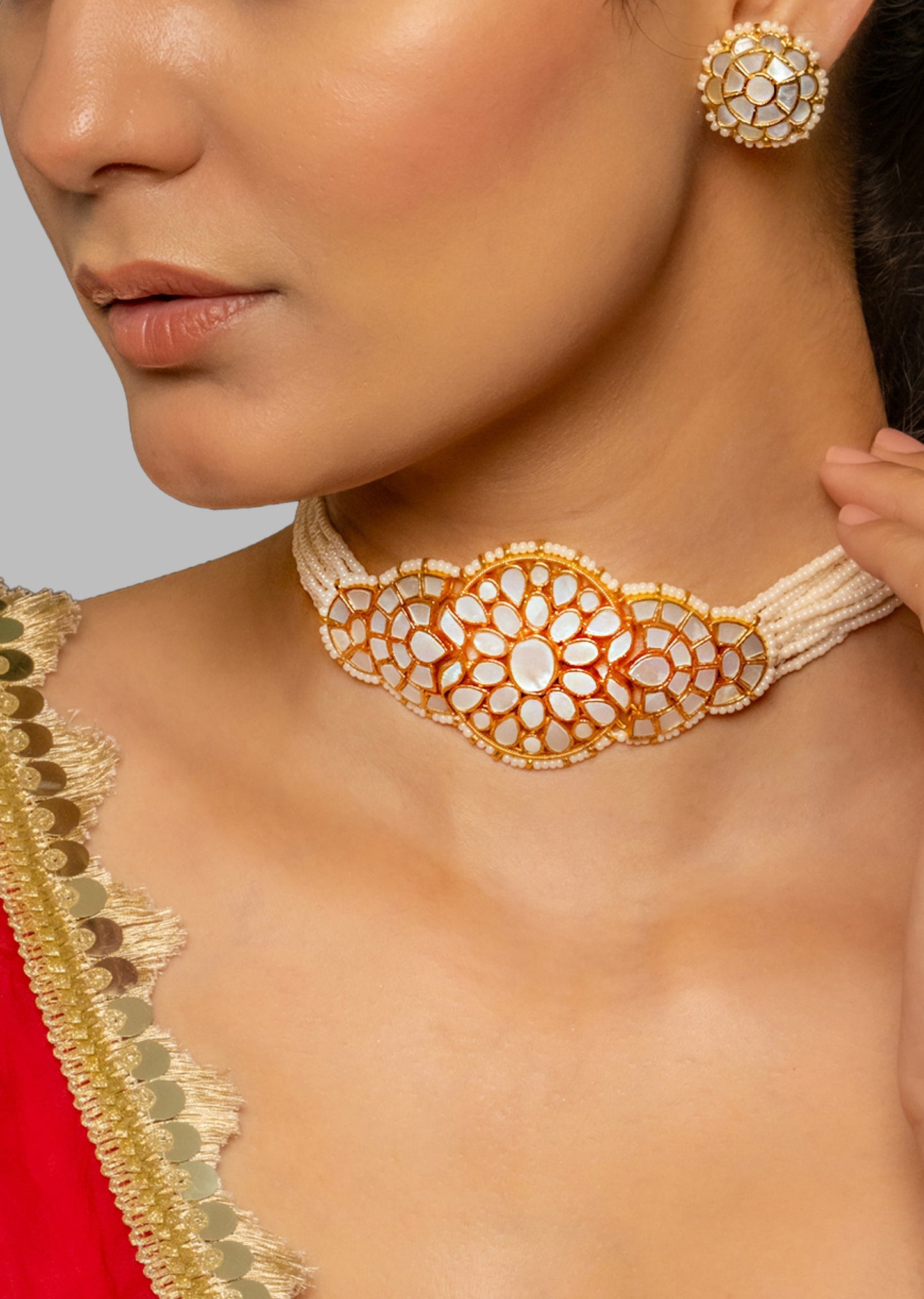 White Polki Kundan Bridal Stone Earrings