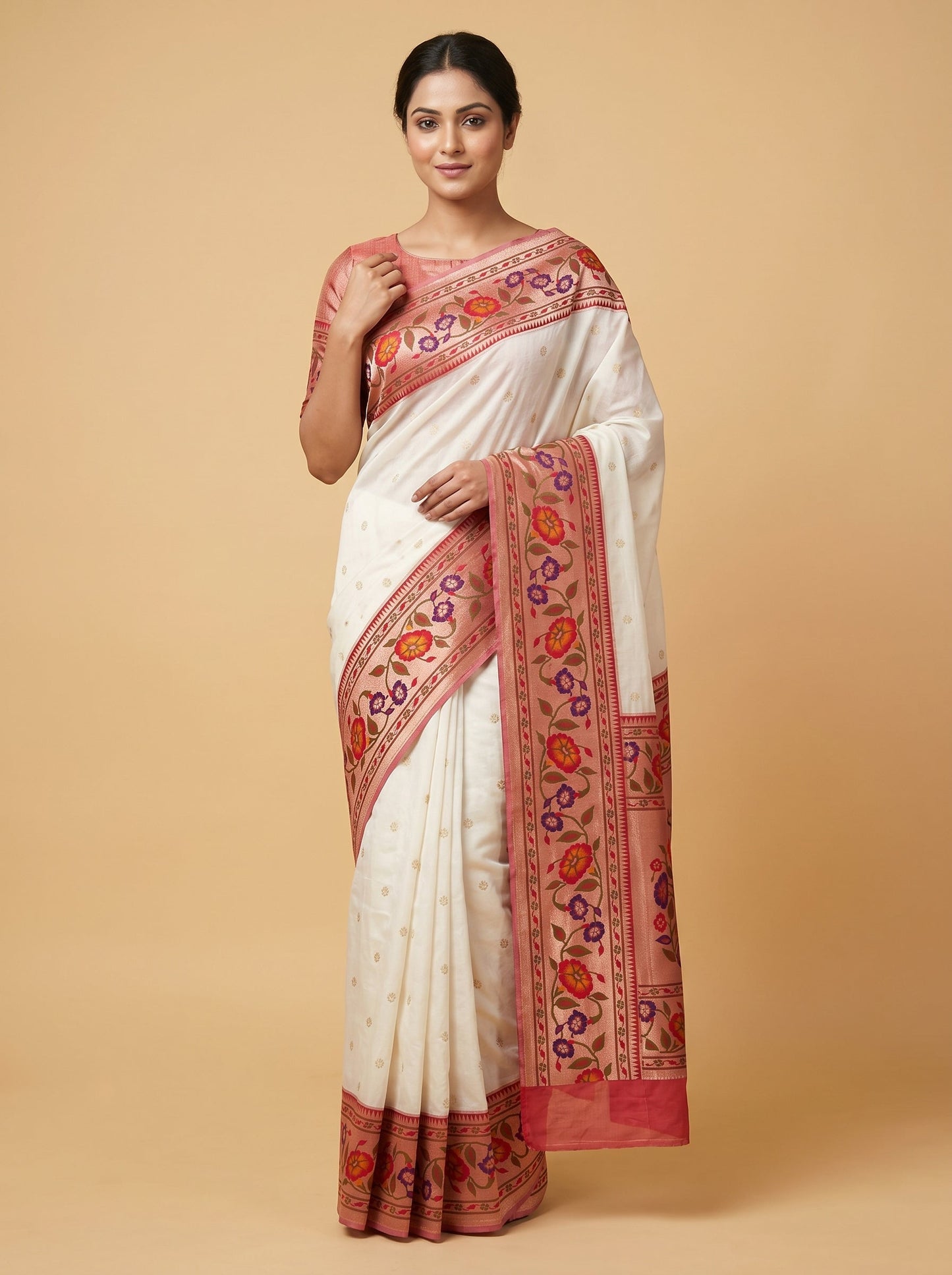 White Pure Classic Handloom Saree