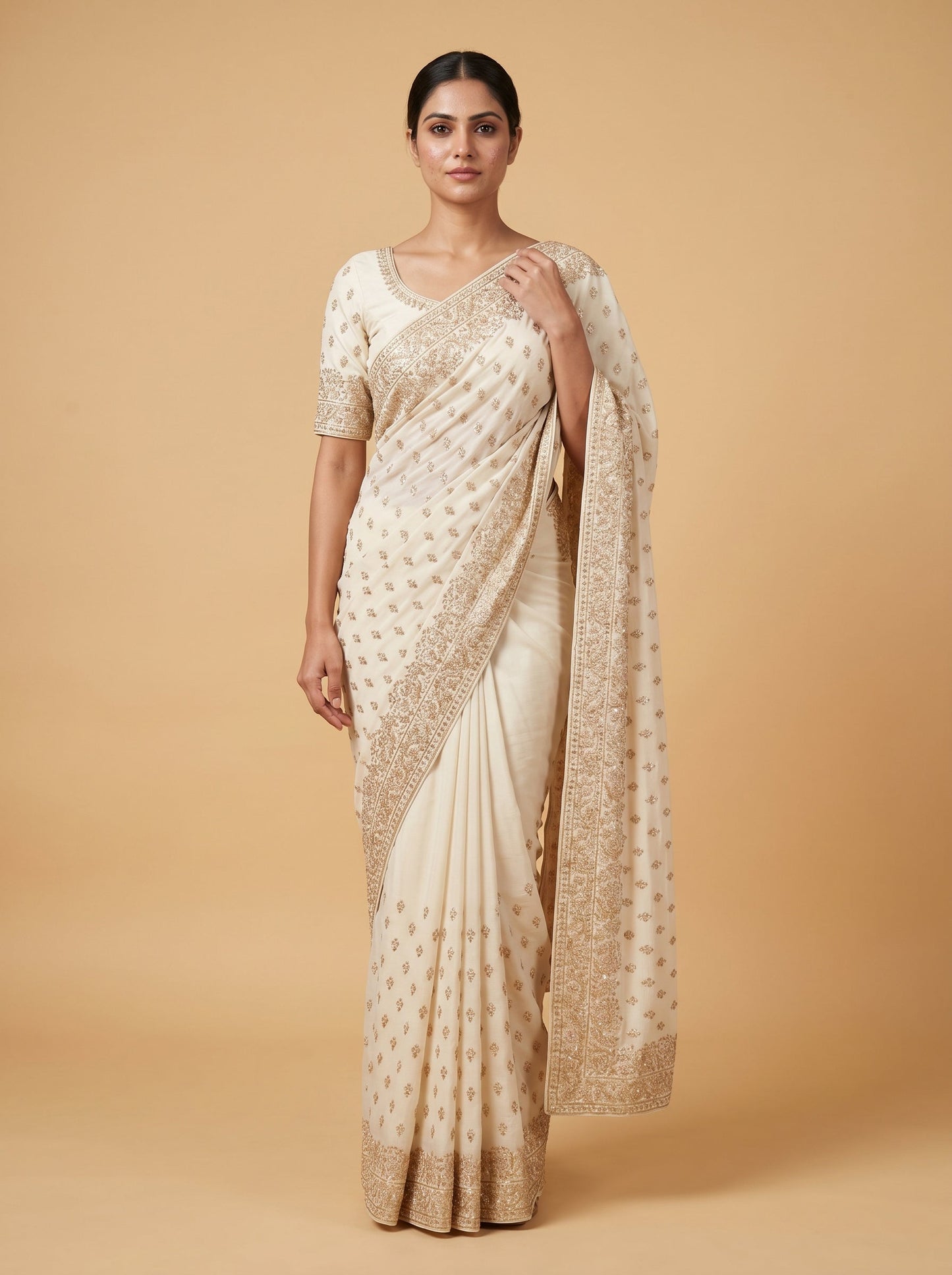 White Pure Grace Embroidered Saree