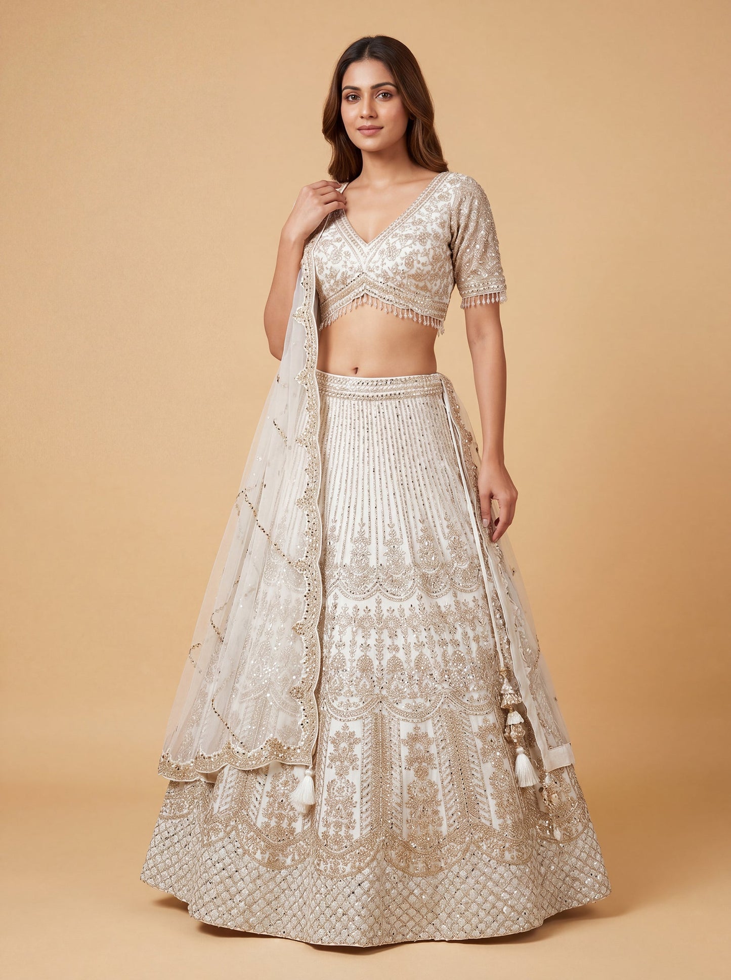 White Pure Heritage Lehenga
