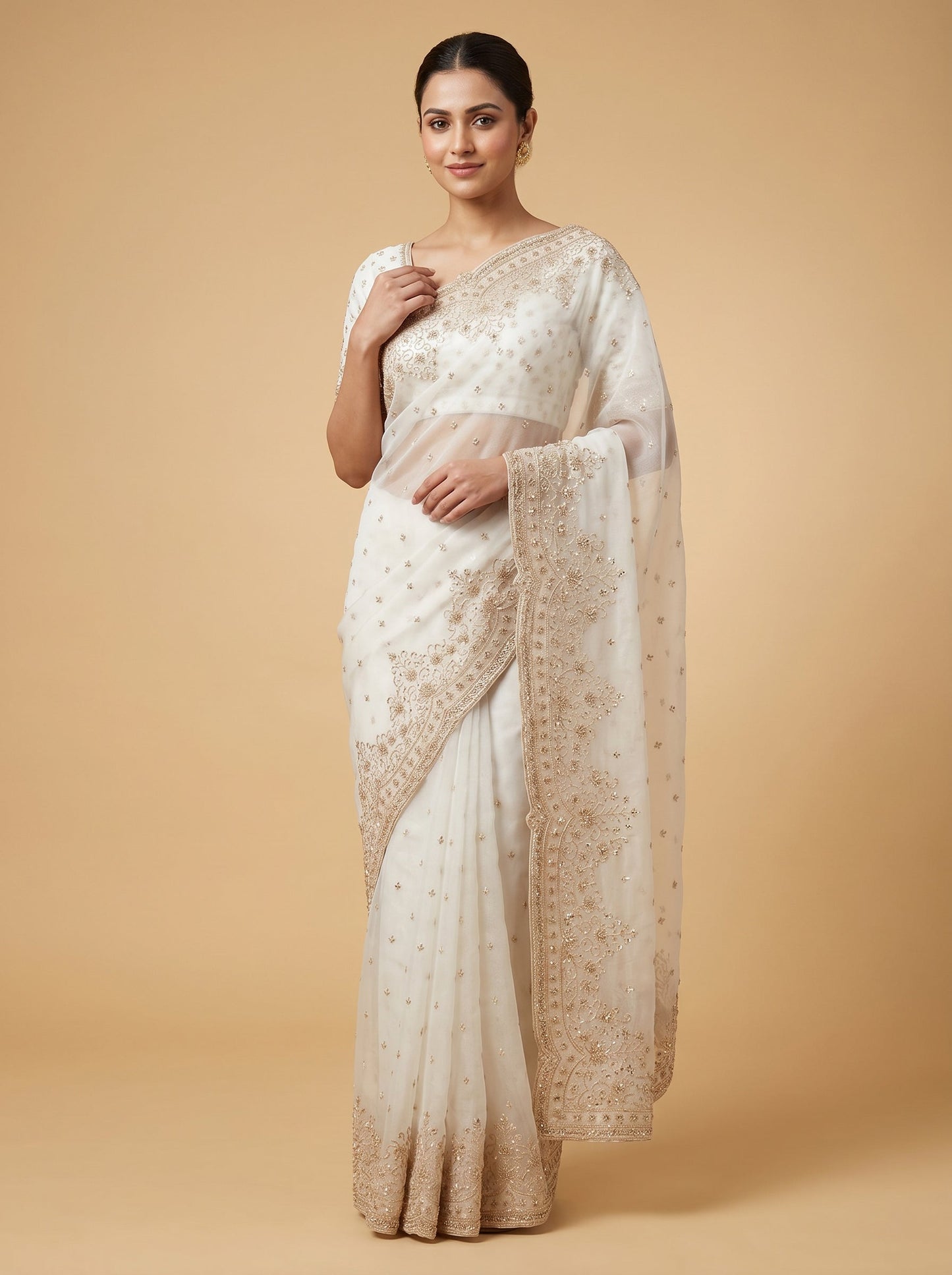 White Pure Radiance Embroidered Saree