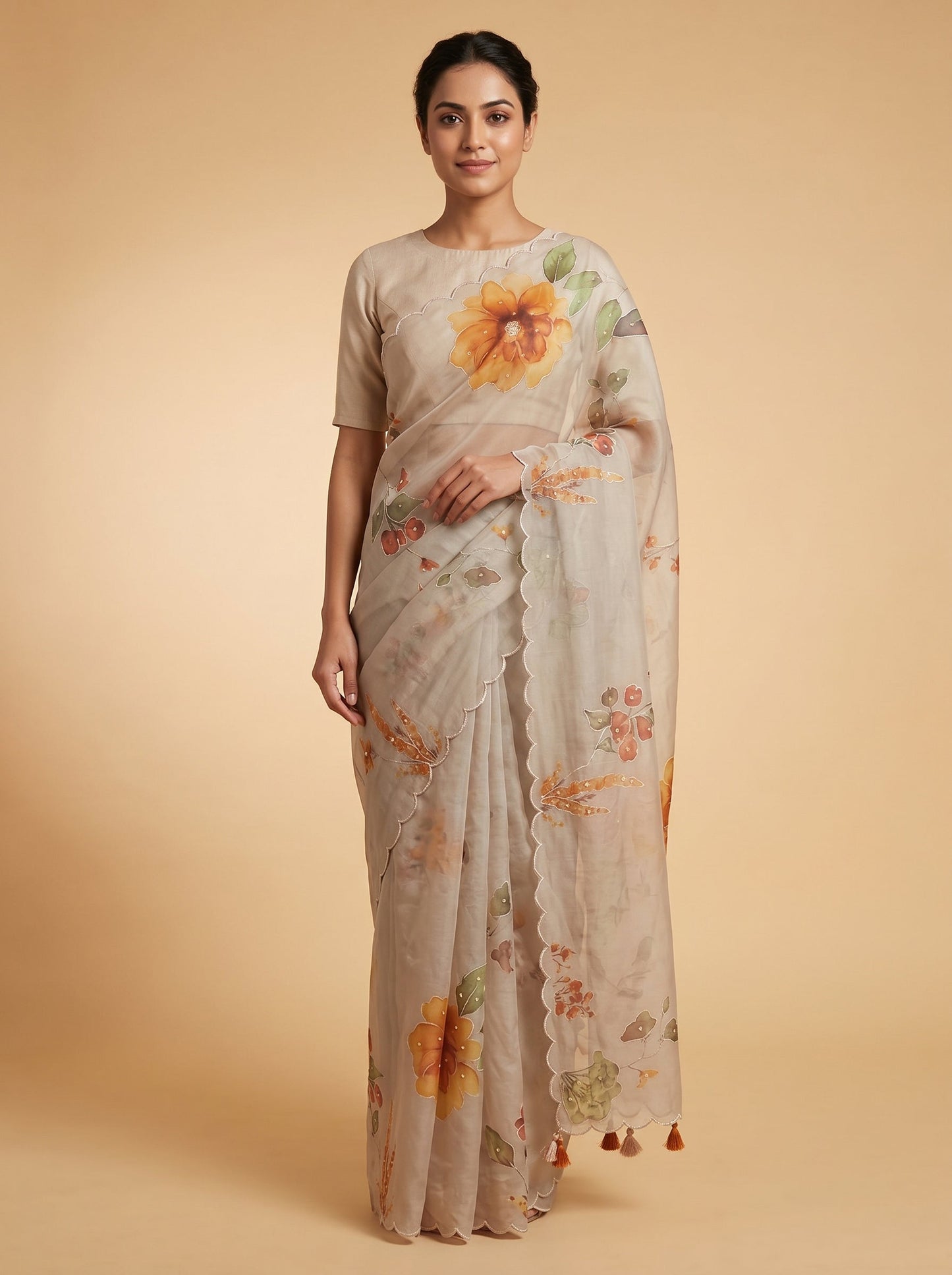 White Serene Charm Embroidered Saree