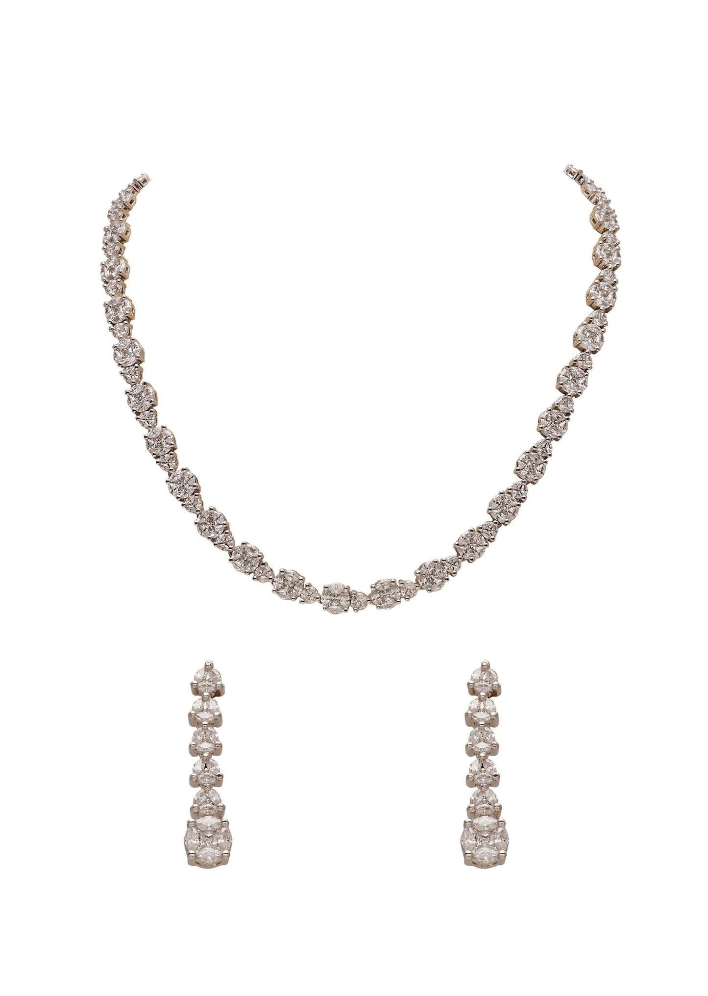 White Rhodium Delicate Necklace Set
