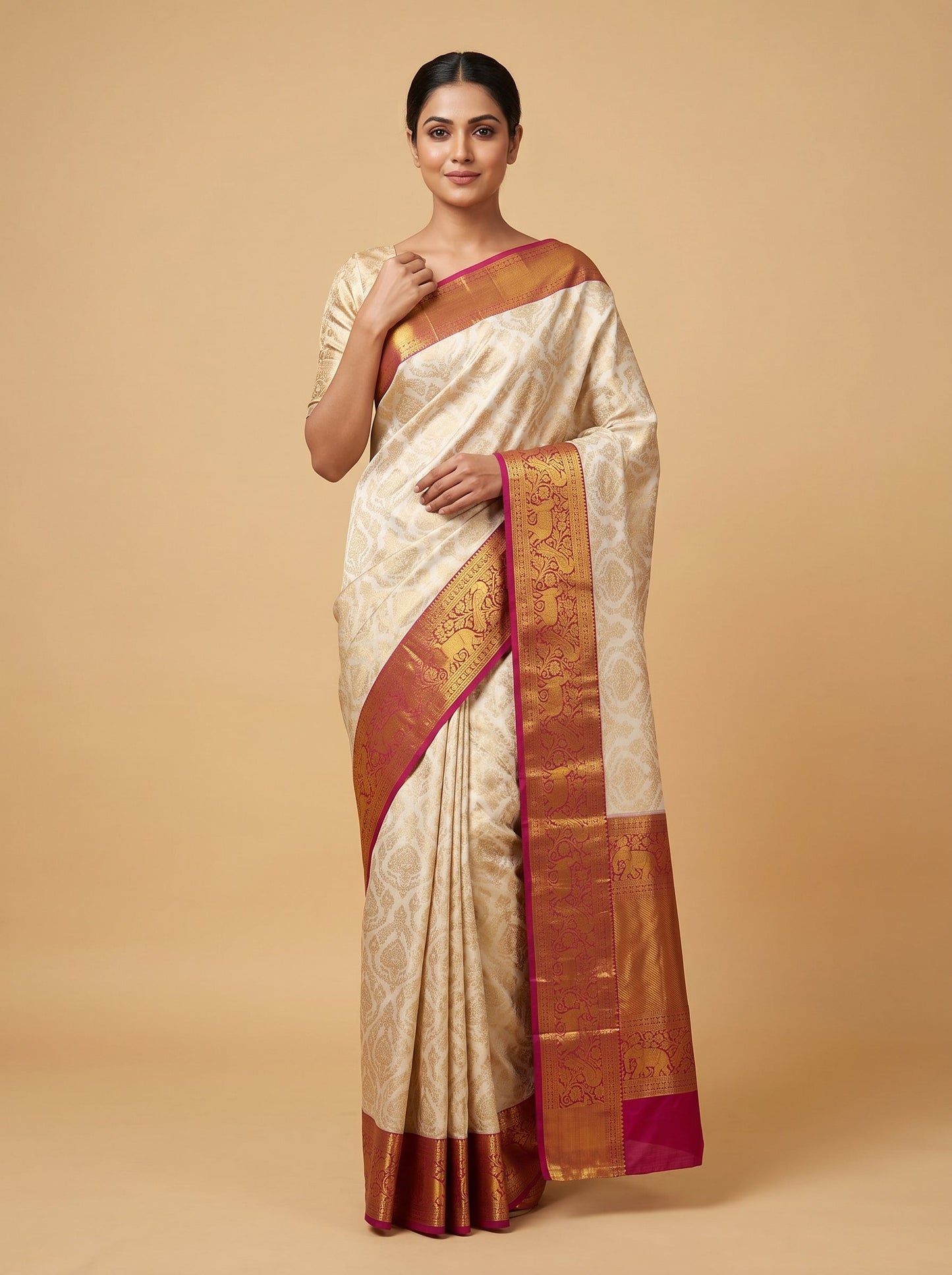 White Silk Glow Handloom Saree