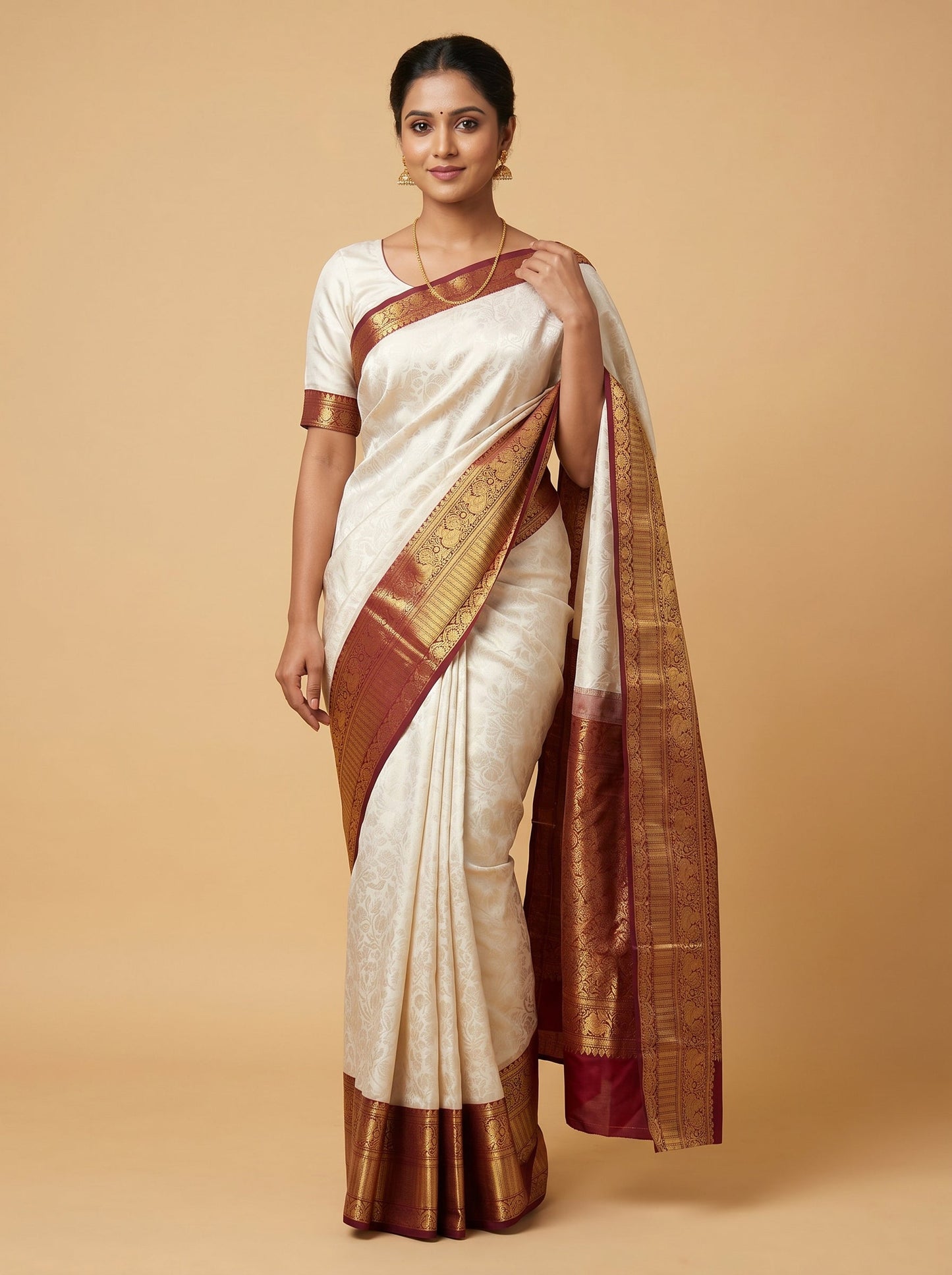 White Silk Whisper Handloom Saree