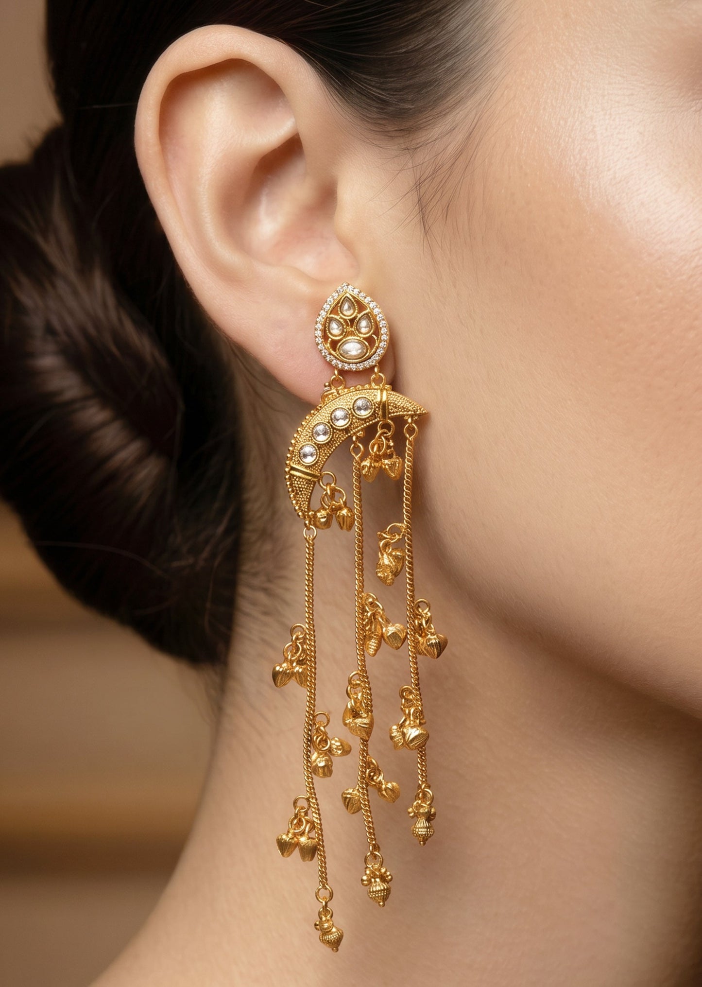 White Stone Chandelier Earrings