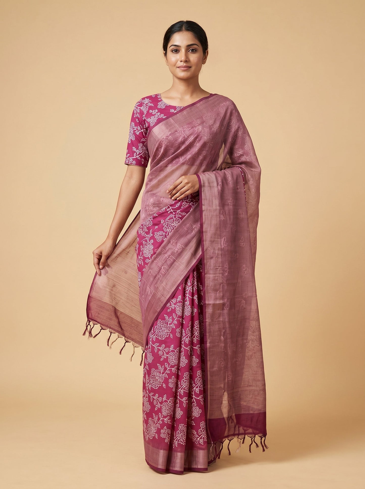 Wine Blush Handloom Saree