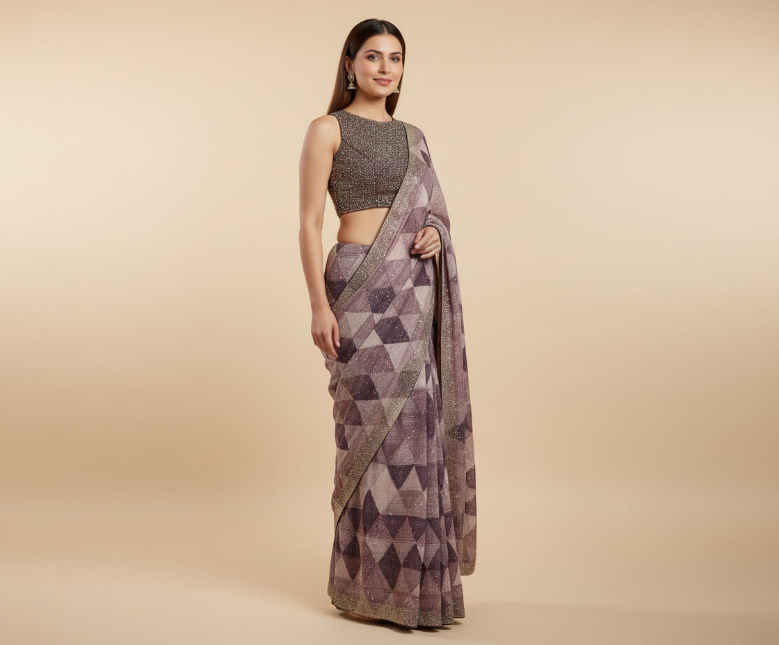 Wine Intense Embroidered Saree