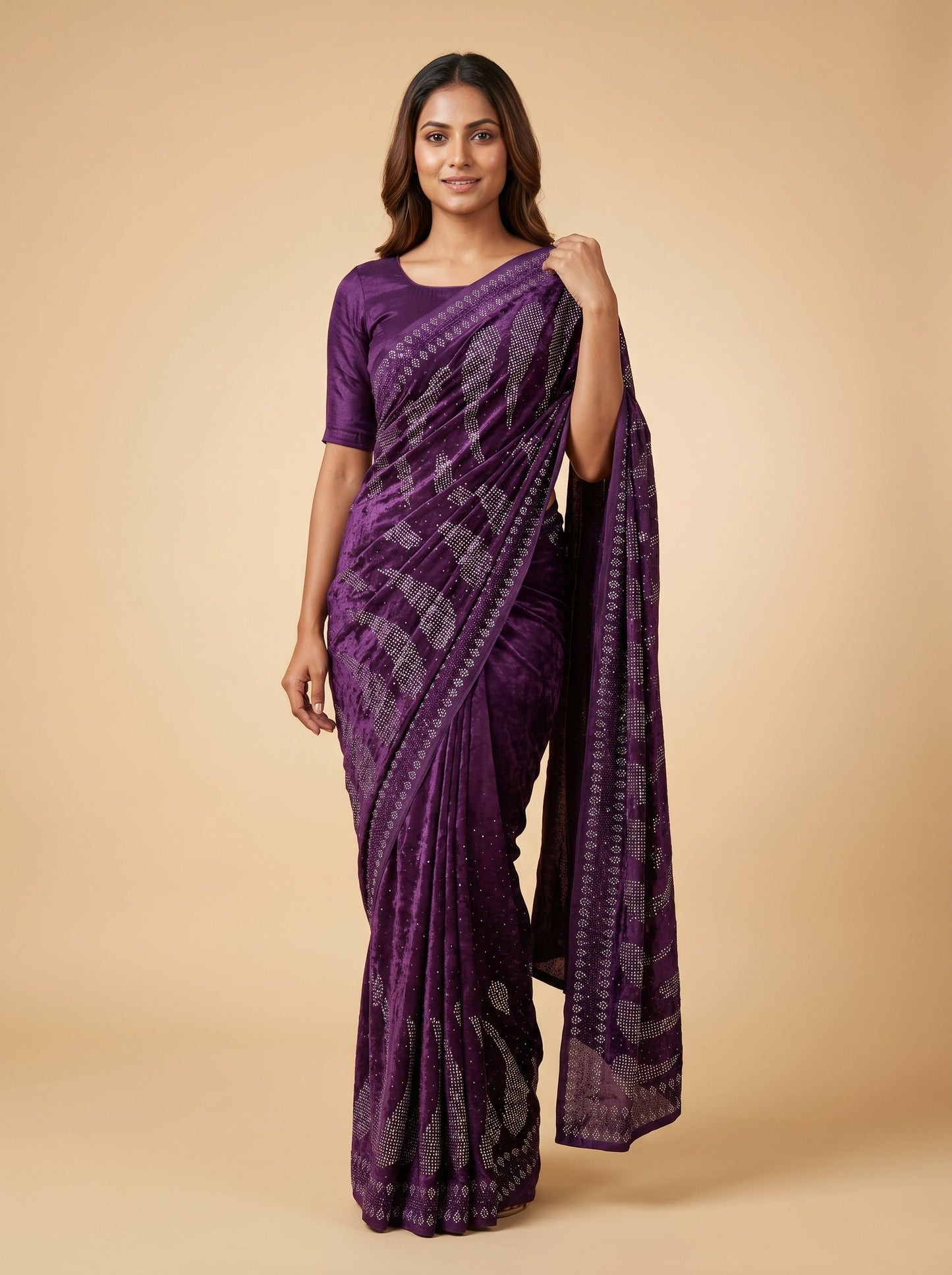 Wine Embellished Saree