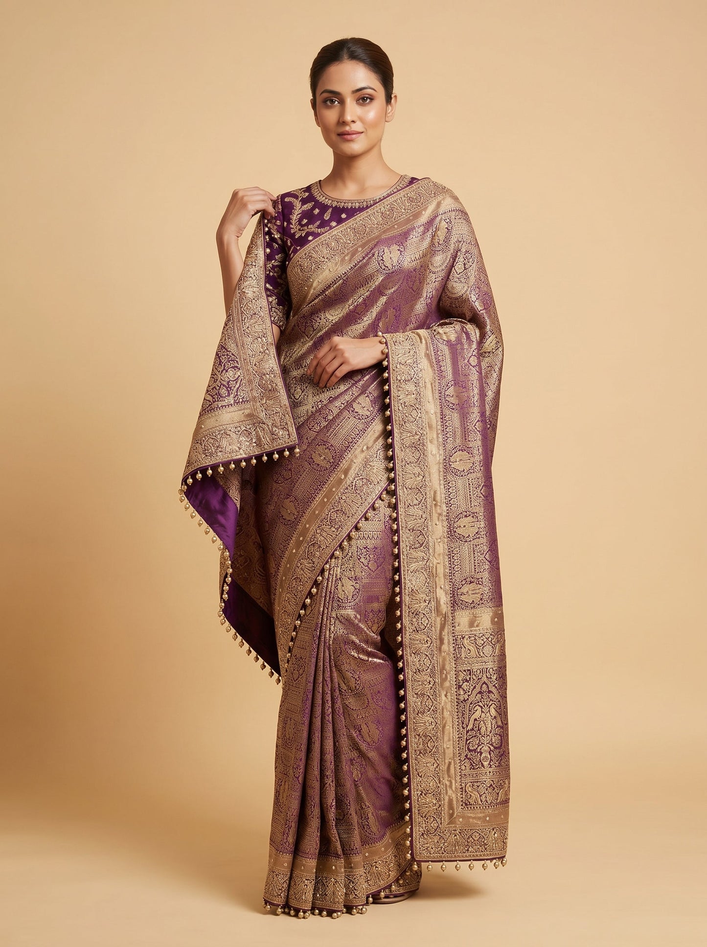 Wine Luxe Embroidered Saree