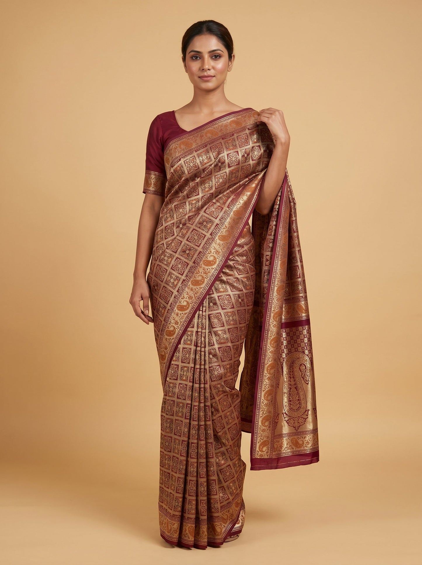 Wine Rich Flow Handloom Saree